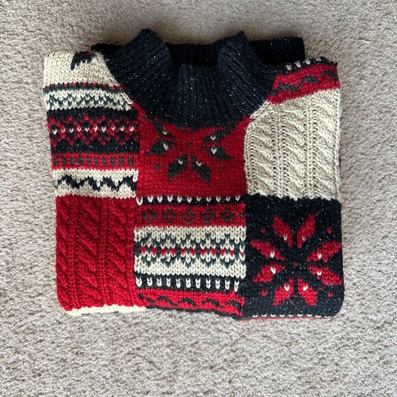 Jones New York Sweater Womens Large Vtg Hand Knit Wool Pullover Mock Neck - Picture 10 of 10